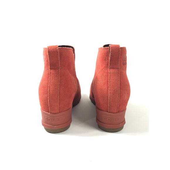 Sorel Evie Ankle Wedge Boot Warp Rust Red Suede Women's 8.5 Pull On Cold Weather - Picture 5 of 9